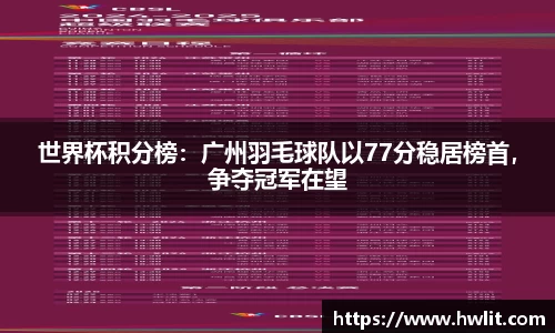 世界杯积分榜：广州羽毛球队以77分稳居榜首，争夺冠军在望